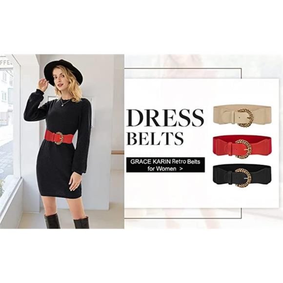 GRACE KARIN Women\'s Elastic Vintage Belt Retro Cinch Belts for Jeans Dress Pants main image 2
